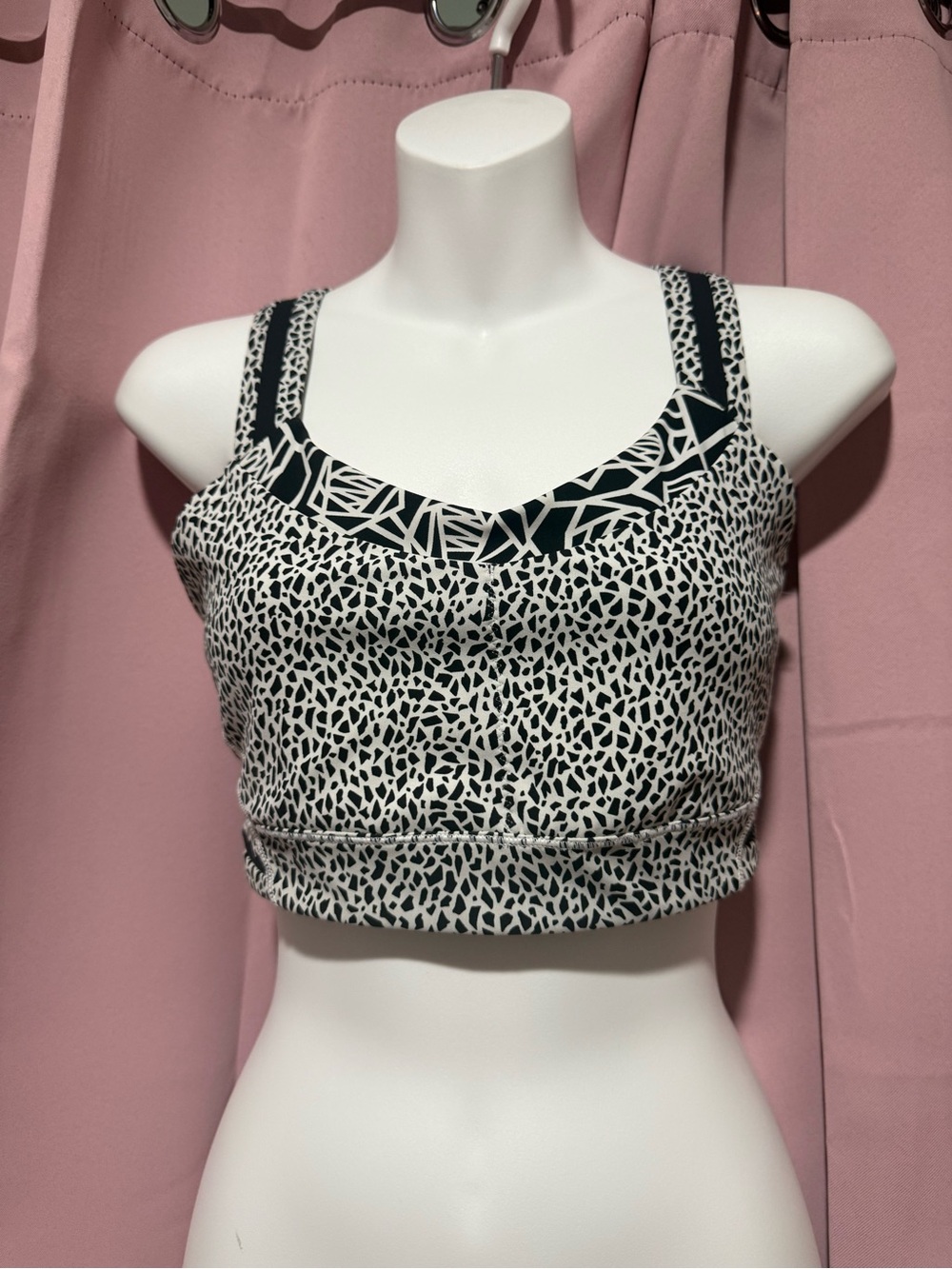 lululemon athletica Black & White Patterned Sports Bra Top